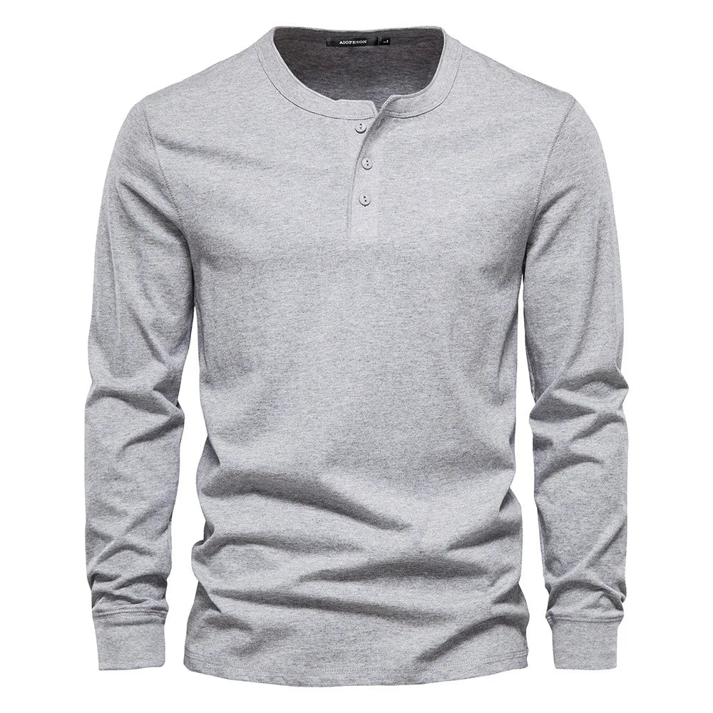 T-Shirt Henley Manches Longues Homme