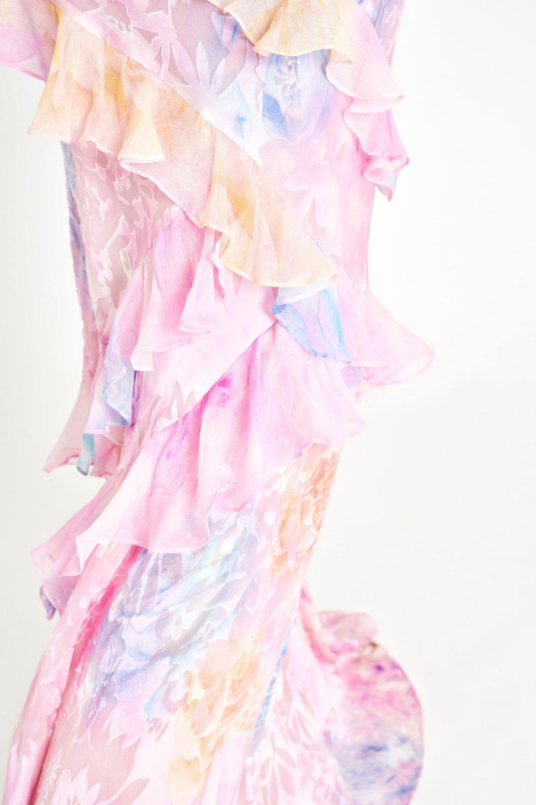 Robe Longue Fleurie Volants Femme