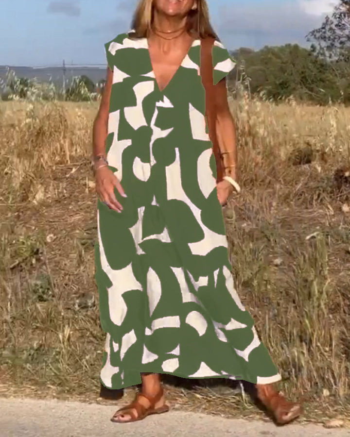 Robe Longue Imprimé Abstrait Femme