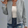 Women's Textured Zip-Up Bomber Jacket