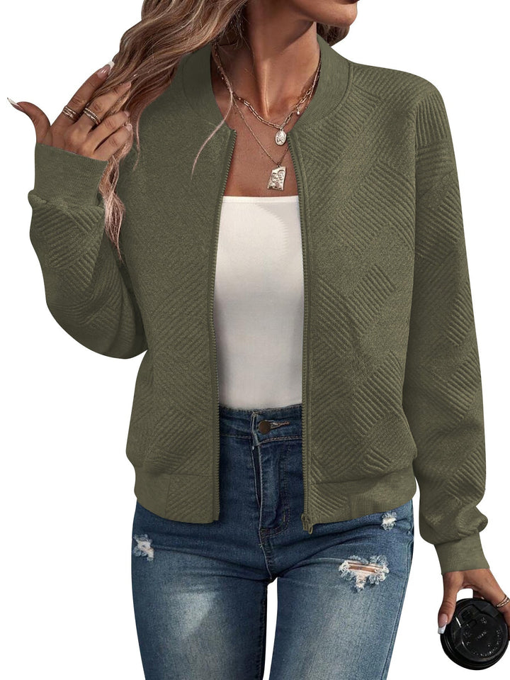 Blouson Bomber Texturé Zippé Femme