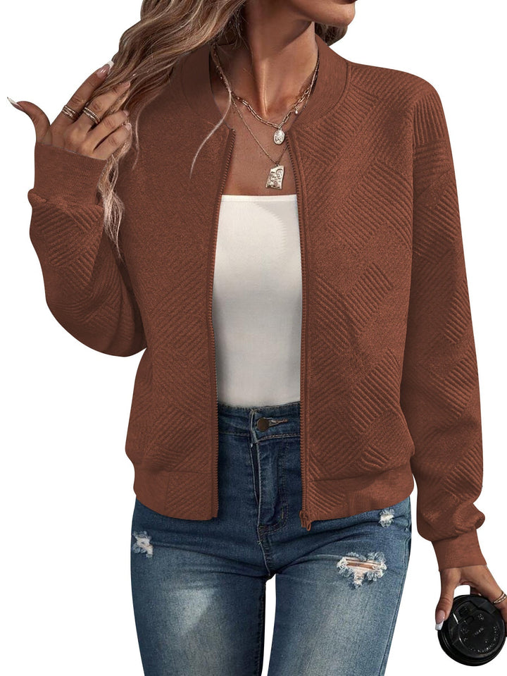 Blouson Bomber Texturé Zippé Femme