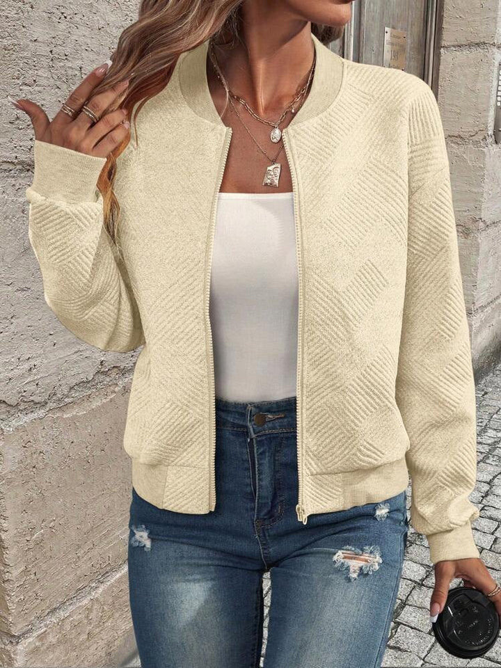 Blouson Bomber Texturé Zippé Femme