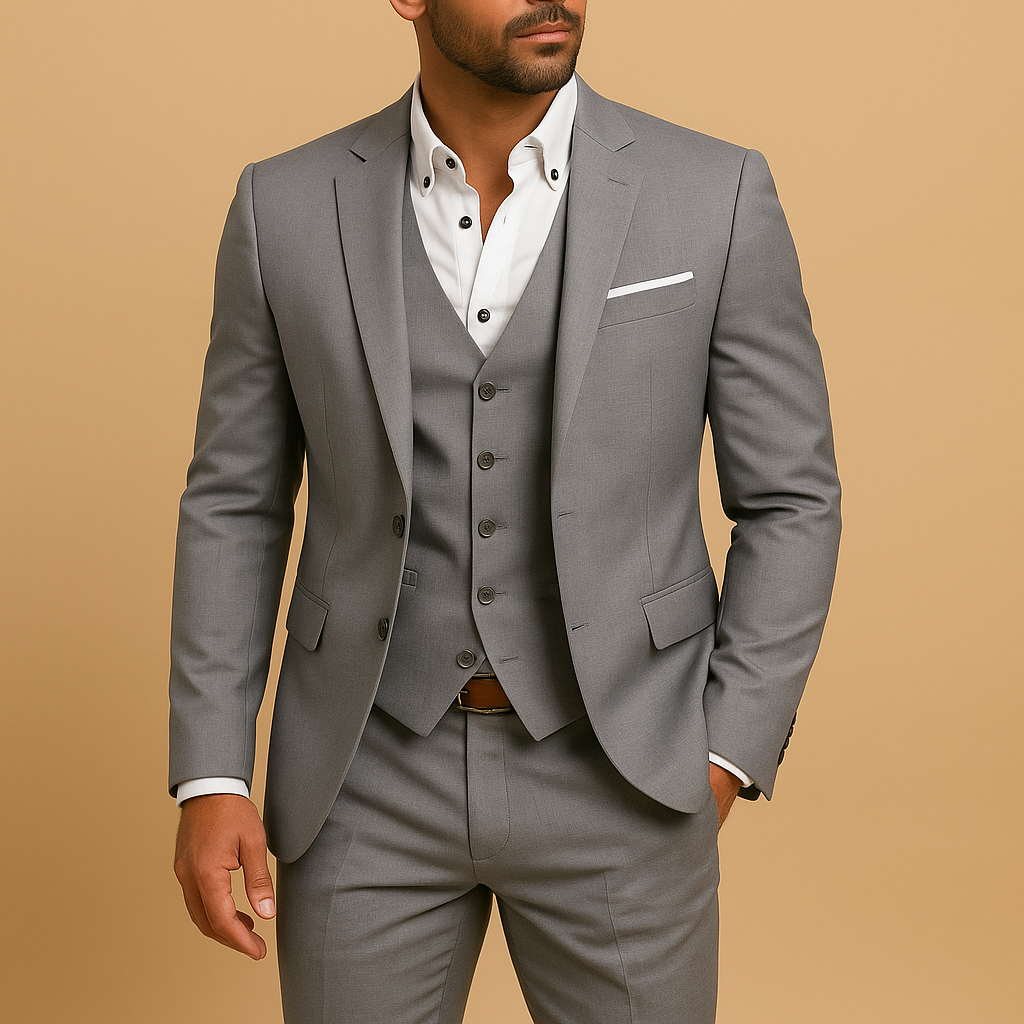 Costume Avec Gilet Et Revers Crantés Homme