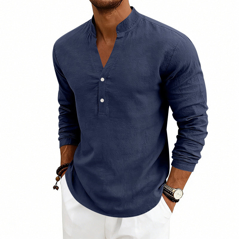 Chemise Décontractée Col Mao Homme