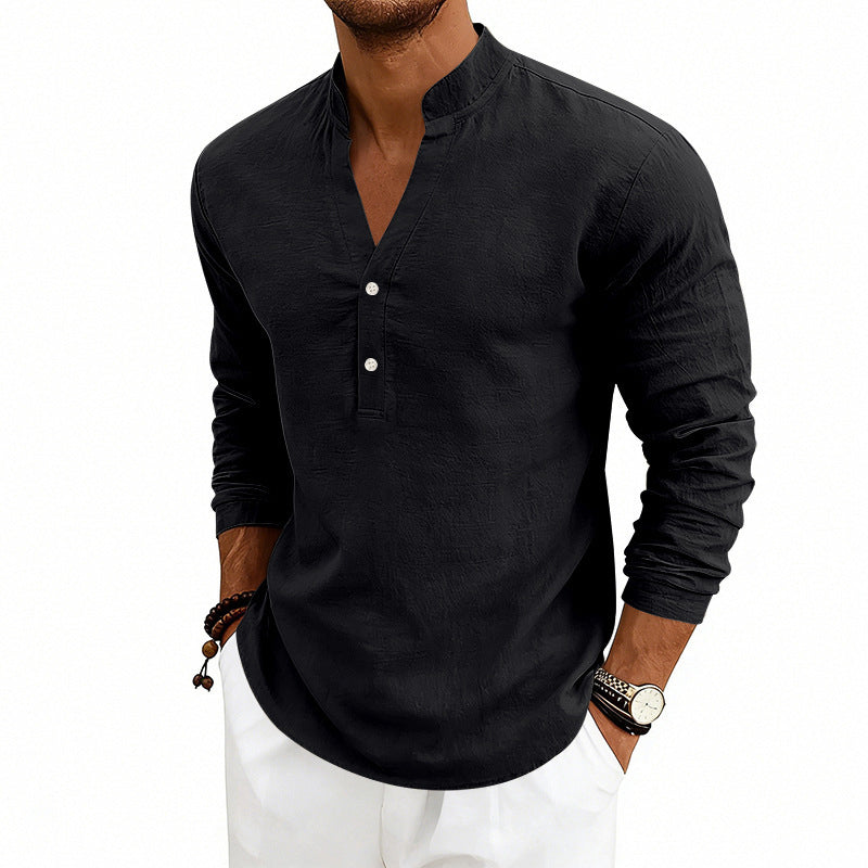 Chemise Décontractée Col Mao Homme