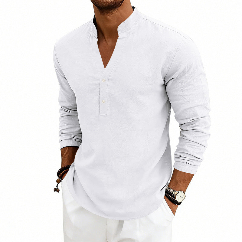 Chemise Décontractée Col Mao Homme
