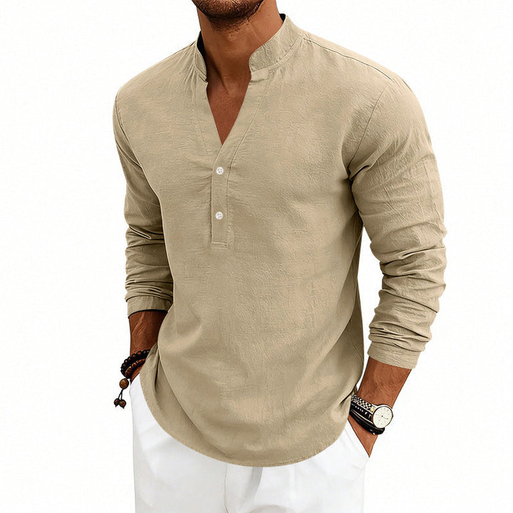 Chemise Décontractée Col Mao Homme
