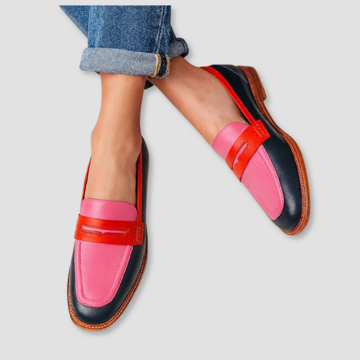 Mocassins Bicolores Sans Lacets Femme