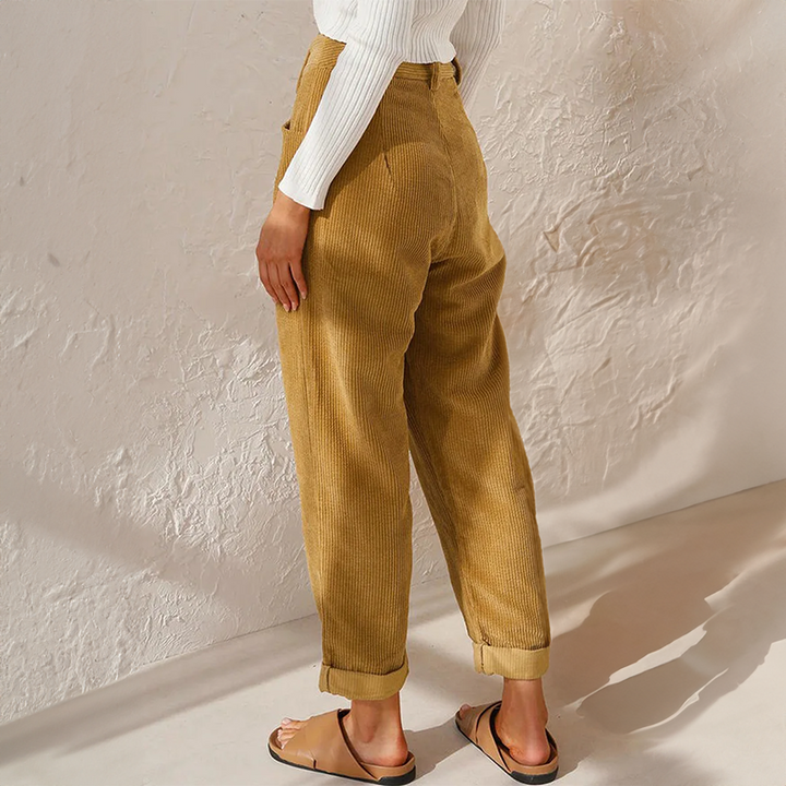 Pantalon Taille Haute Velours Femme