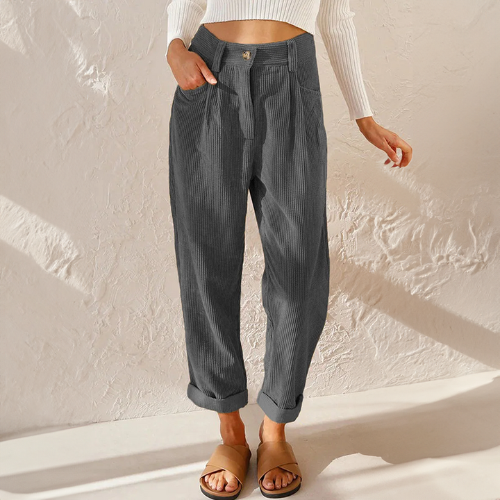 Pantalon Taille Haute Velours Femme
