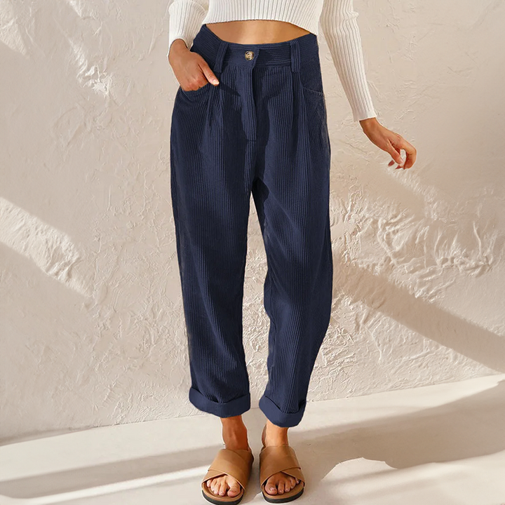 Pantalon Taille Haute Velours Femme
