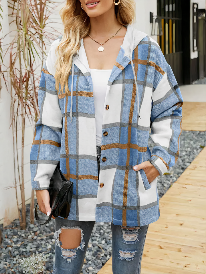 Gilet à Capuche à Carreaux Femme