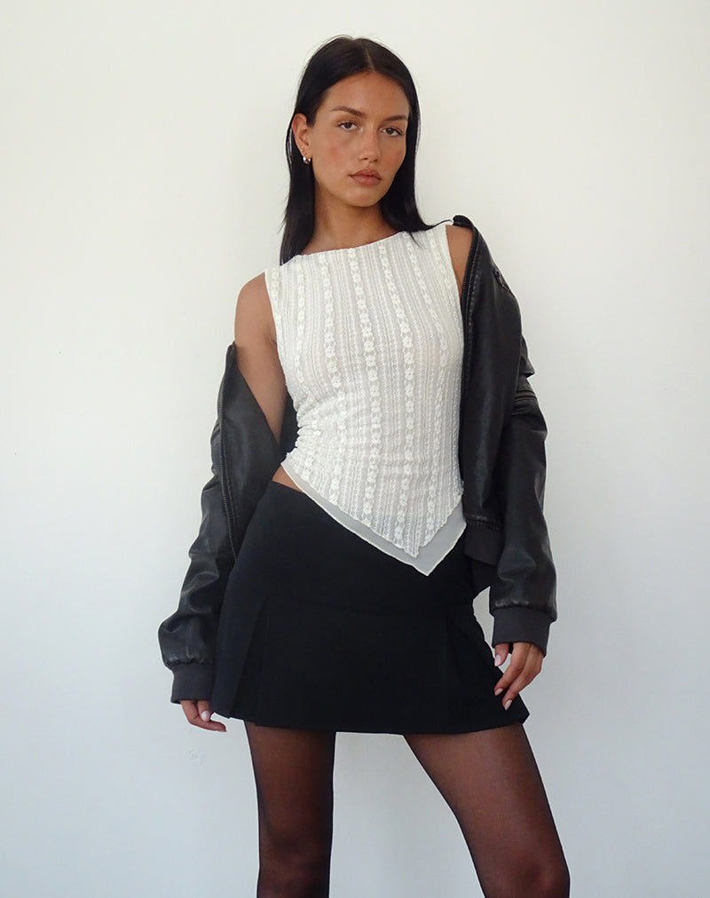 Top Dentelle Asymétrique Sans Manches Femme