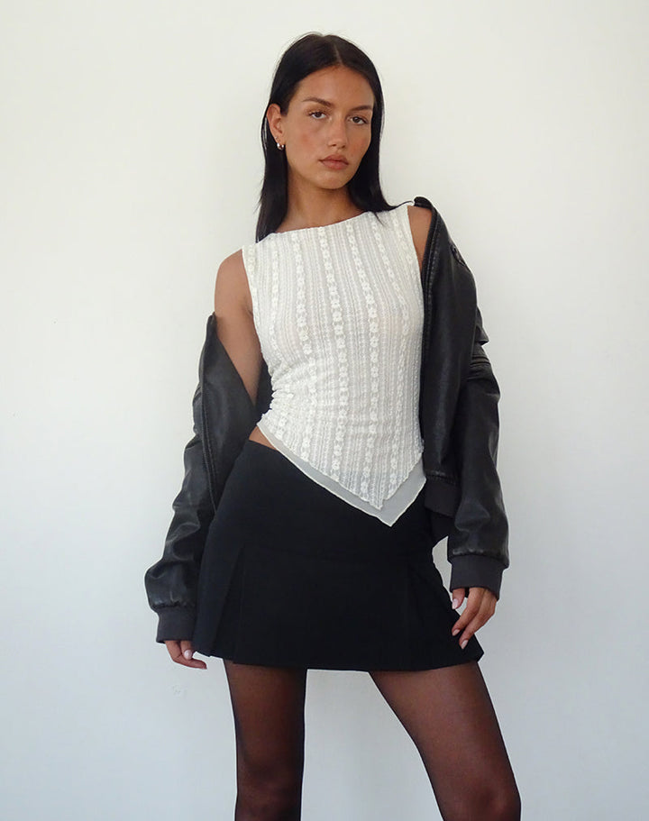 Top Dentelle Asymétrique Sans Manches Femme