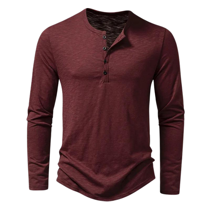 T-Shirt Henley à Manches Longues Homme