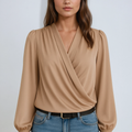 Women's Fluid Long-Sleeve Wrap Blouse