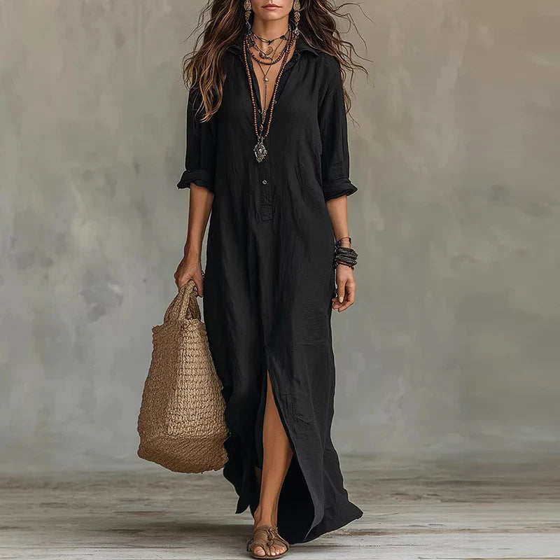 Robe Chemise Maxi Boutonnée Femme