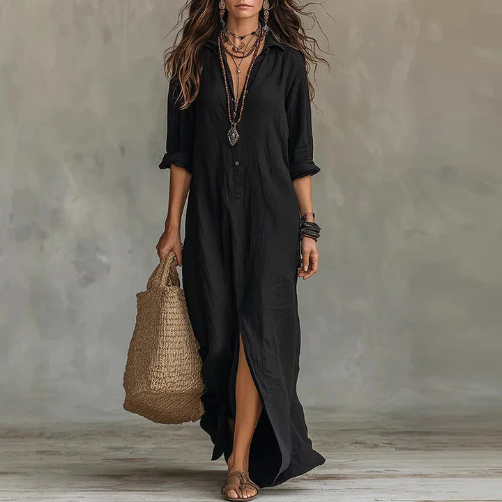 Robe Chemise Maxi Boutonnée Femme