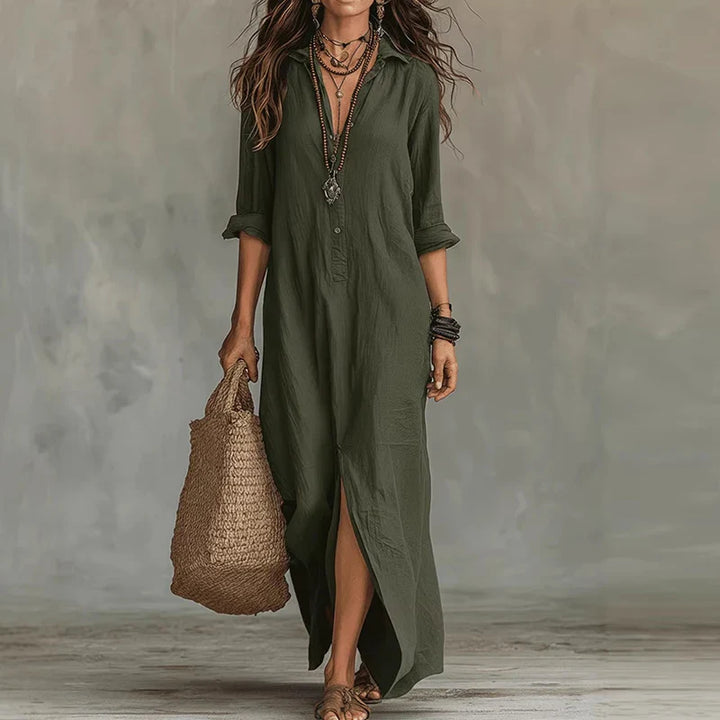 Robe Chemise Maxi Boutonnée Femme