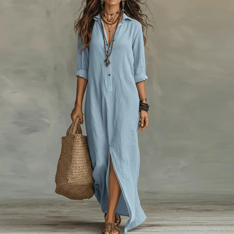 Robe Chemise Maxi Boutonnée Femme