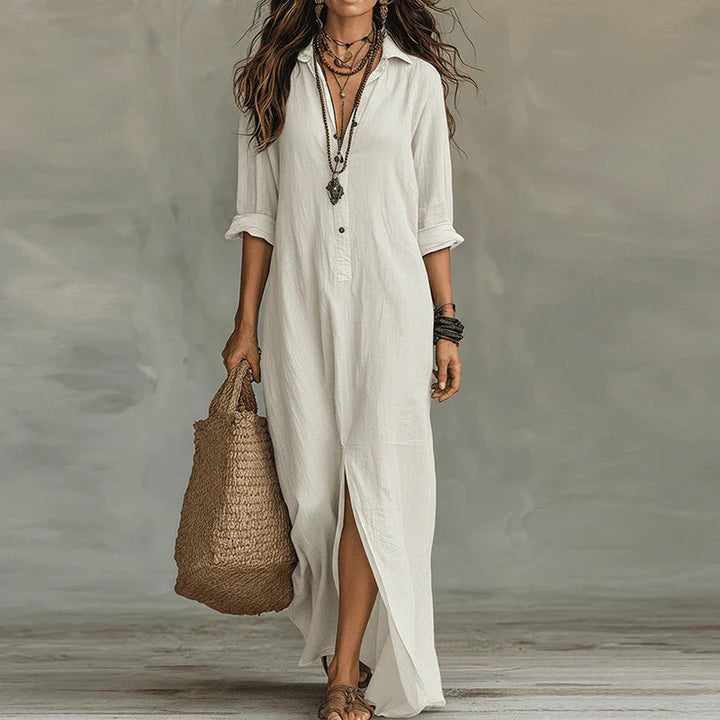 Robe Chemise Maxi Boutonnée Femme