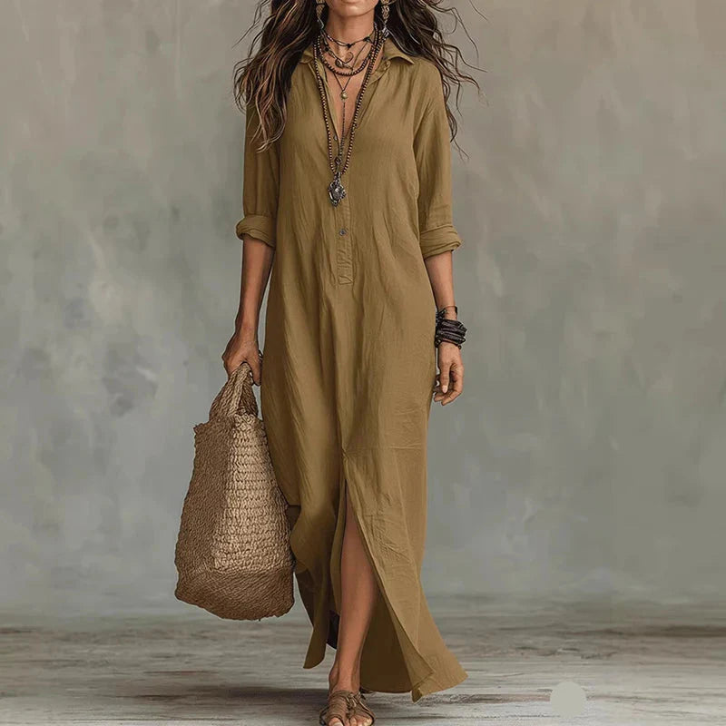 Robe Chemise Maxi Boutonnée Femme