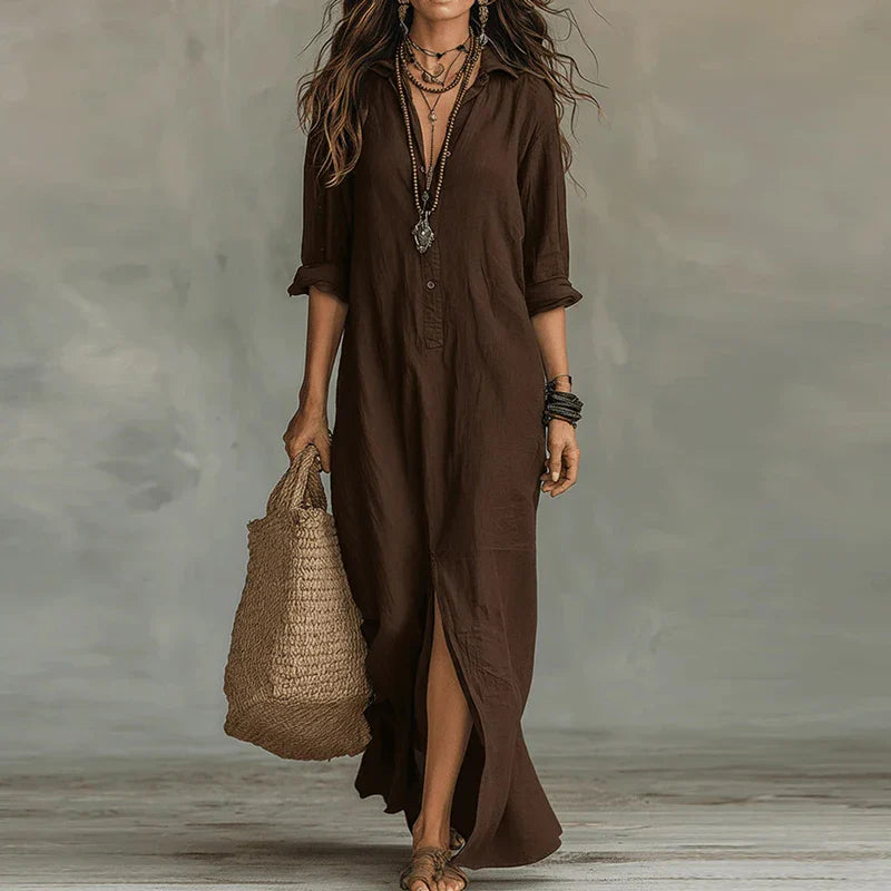 Robe Chemise Maxi Boutonnée Femme