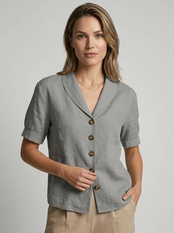 Blouse Fluide Manches Courtes Femme