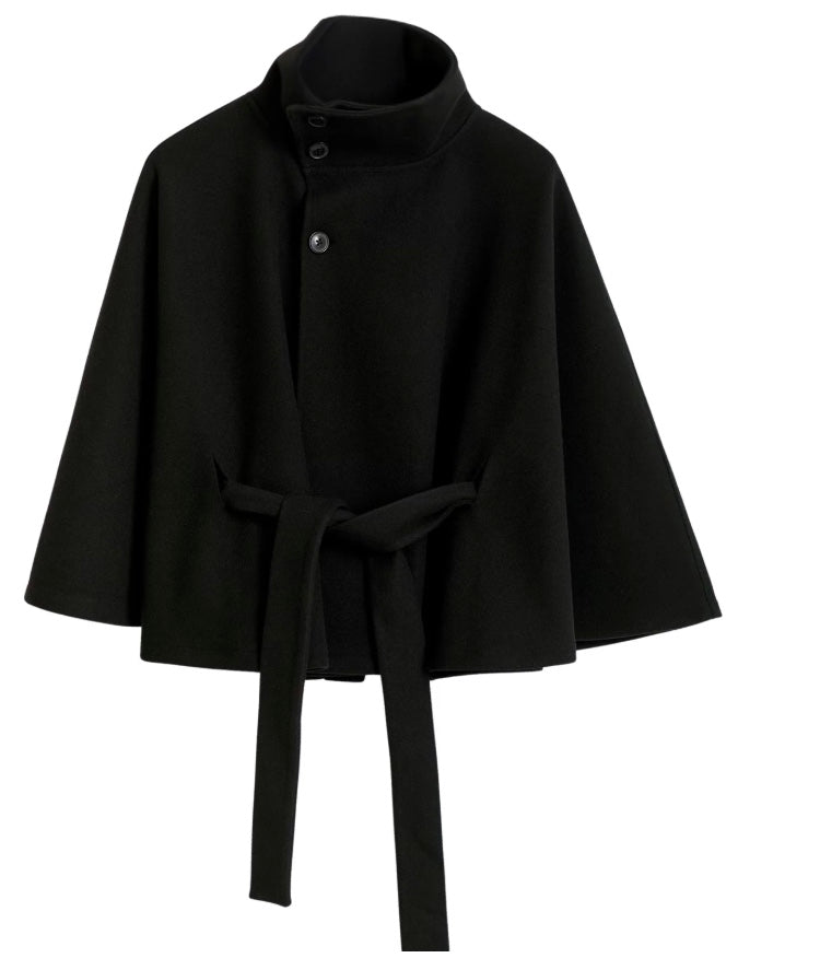 Manteau Cape Court Ceinturé Femme