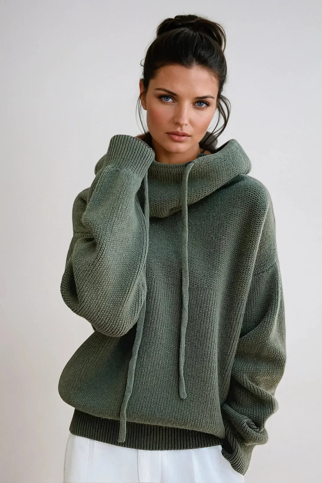 Sweat à Capuche Oversize en Maille Femme