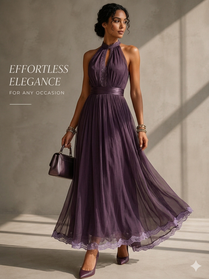 Robe Longue Plissée Élégante Femme