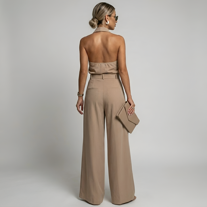 Combinaison Col Halter Jambe Large Femme