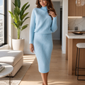 Women's Stand-Collar Sweater and Skirt Set