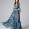 Women's Long-Sleeve Floral Maxi Dress
