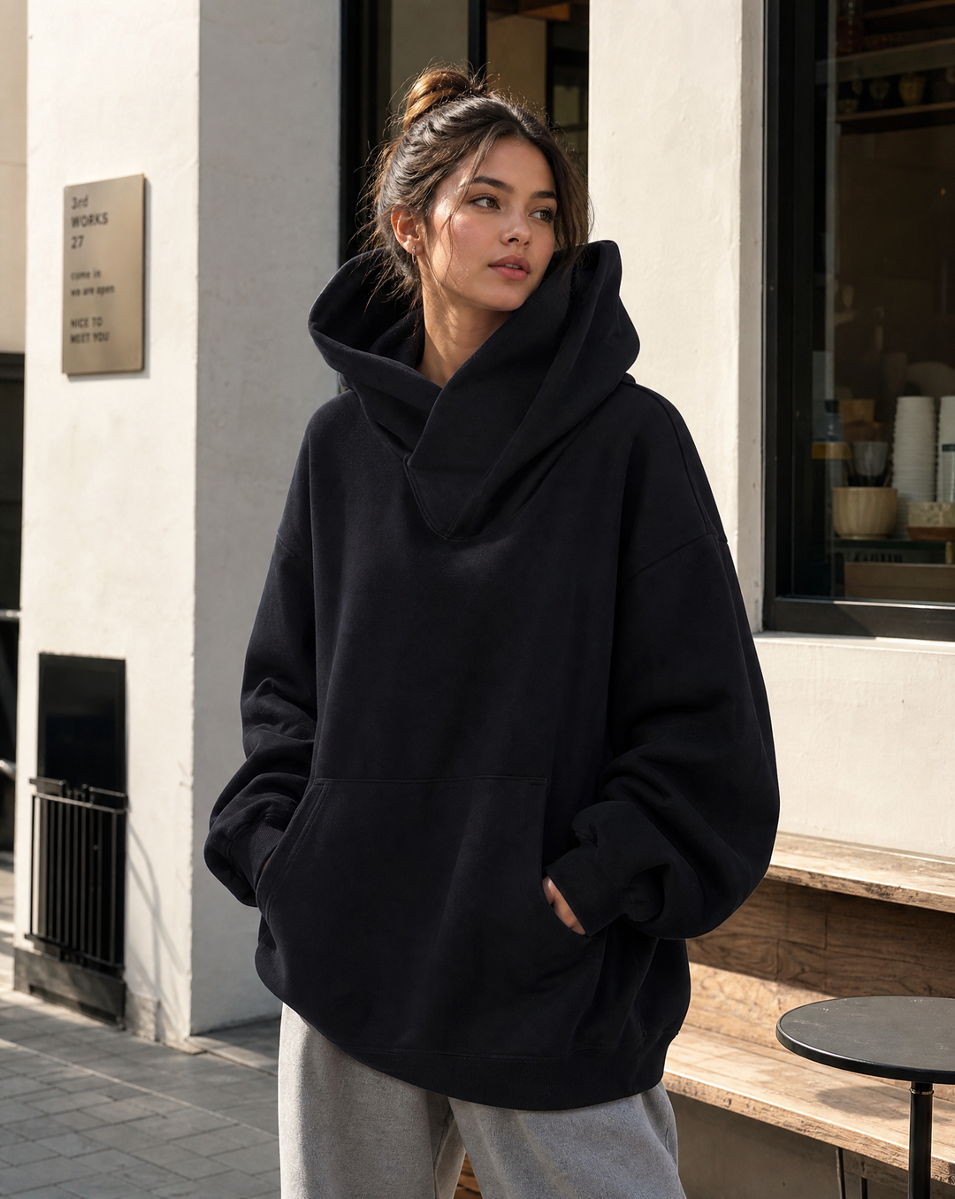Sweat à Capuche Oversize avec Poche Femme