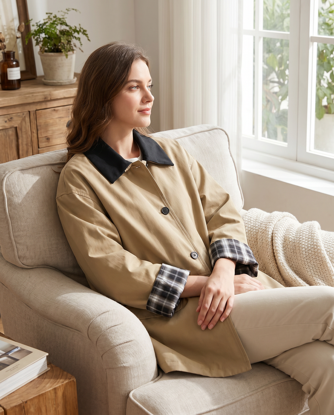 Veste Oversize à Col Contrasté Femme