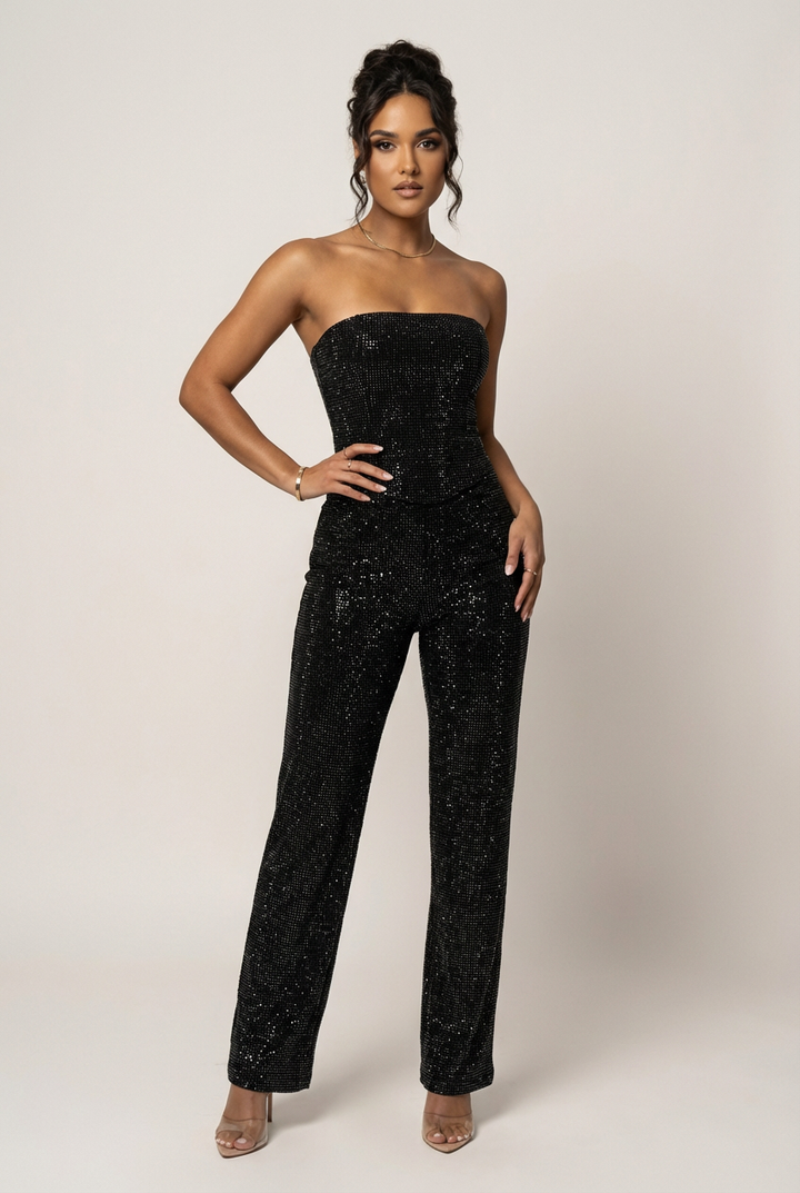 Combinaison Soirée Bustier à Sequins Femme