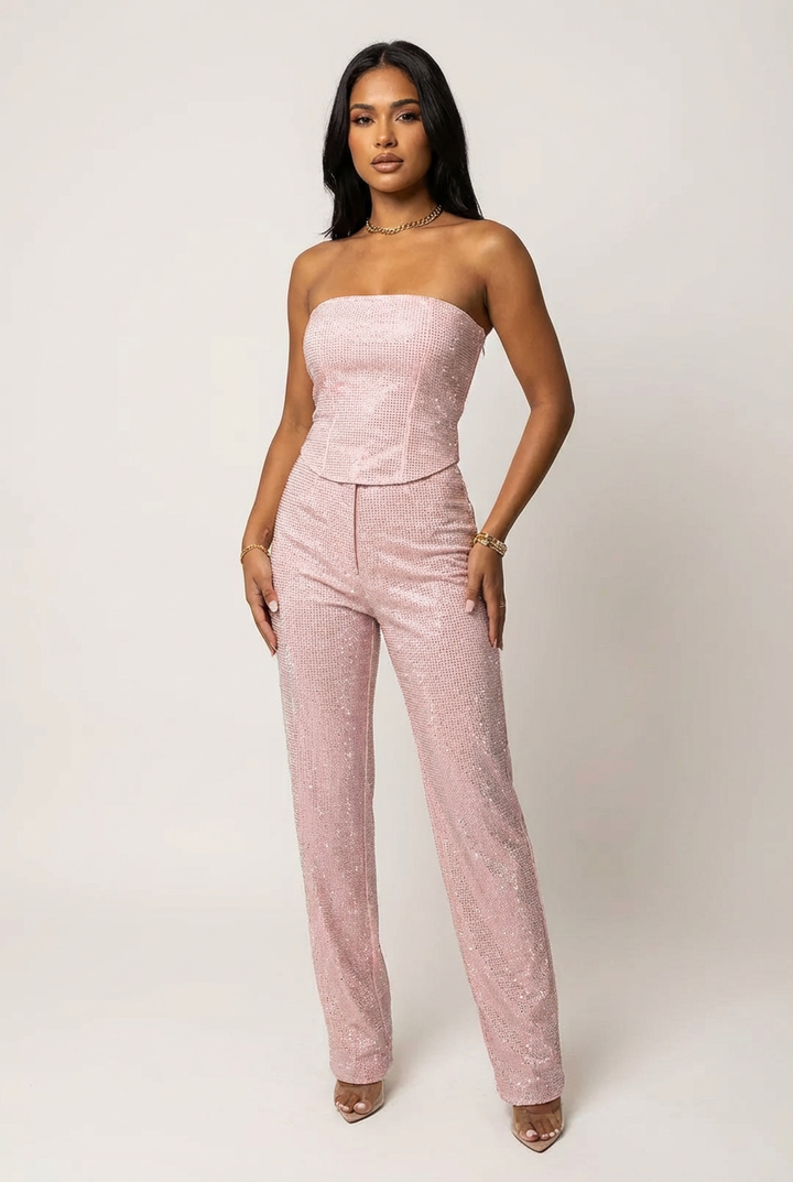 Combinaison Soirée Bustier à Sequins Femme