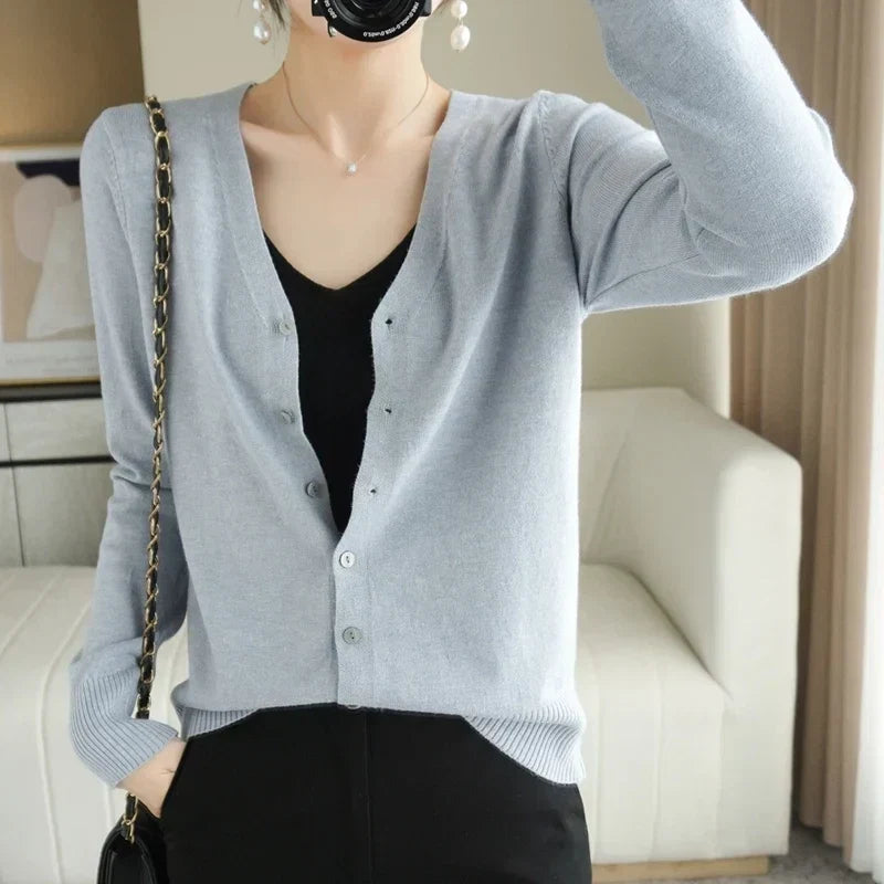 Gilet Boutonné Col V Côtelé Femme