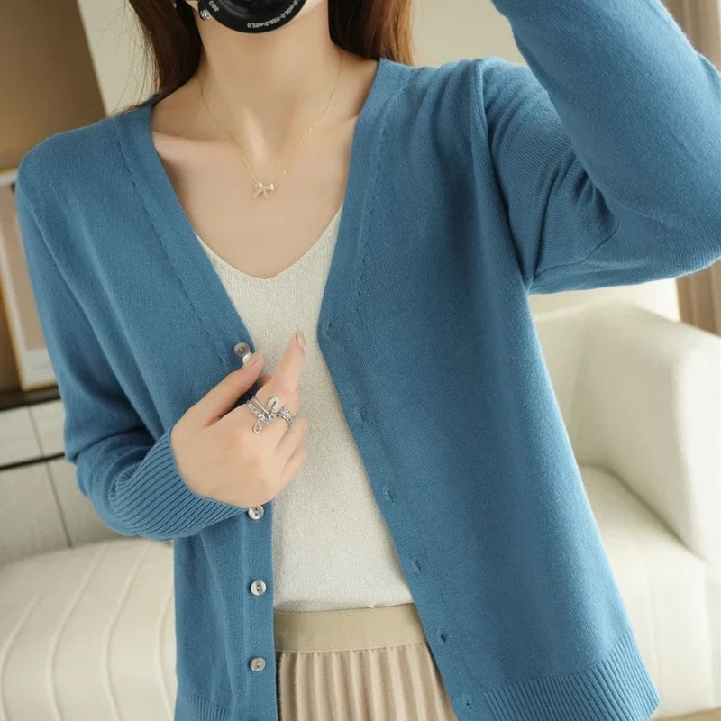 Gilet Boutonné Col V Côtelé Femme