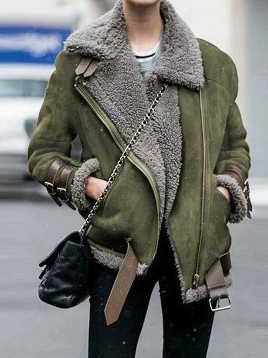 Blouson Aviateur Doublé Effet Mouton Femme