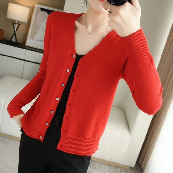 Gilet Boutonné Col V Côtelé Femme