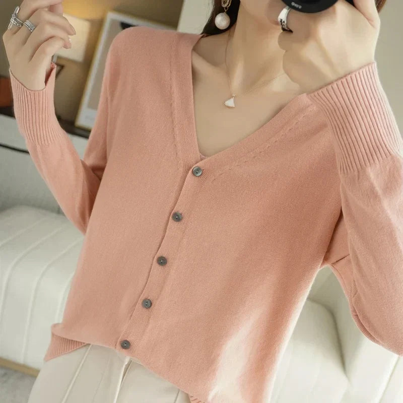 Gilet Boutonné Col V Côtelé Femme