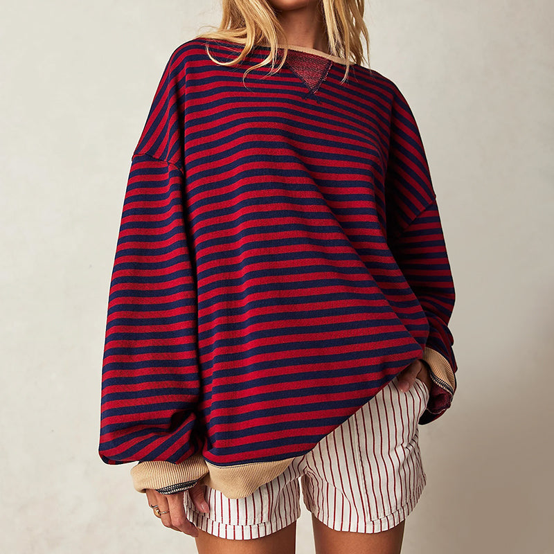 Sweatshirt Oversize Rayé Femme