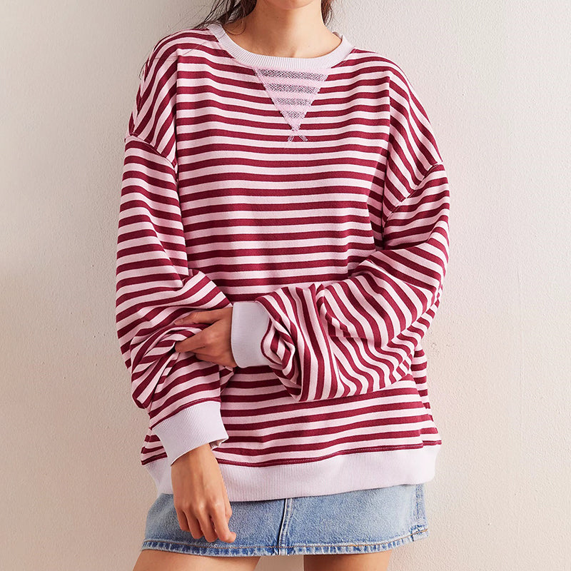 Sweatshirt Oversize Rayé Femme