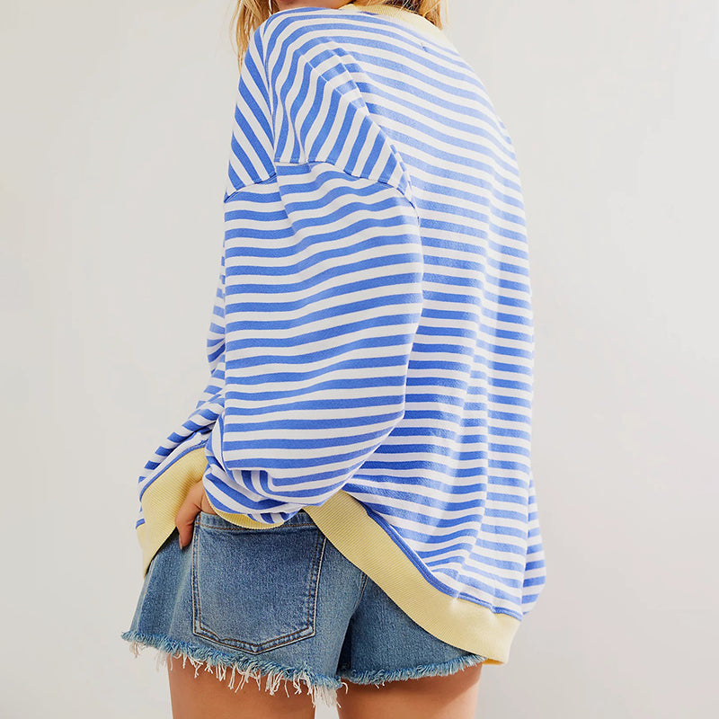 Sweatshirt Oversize Rayé Femme