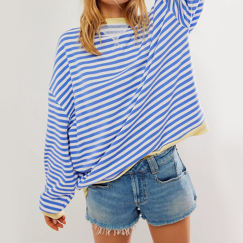 Sweatshirt Oversize Rayé Femme