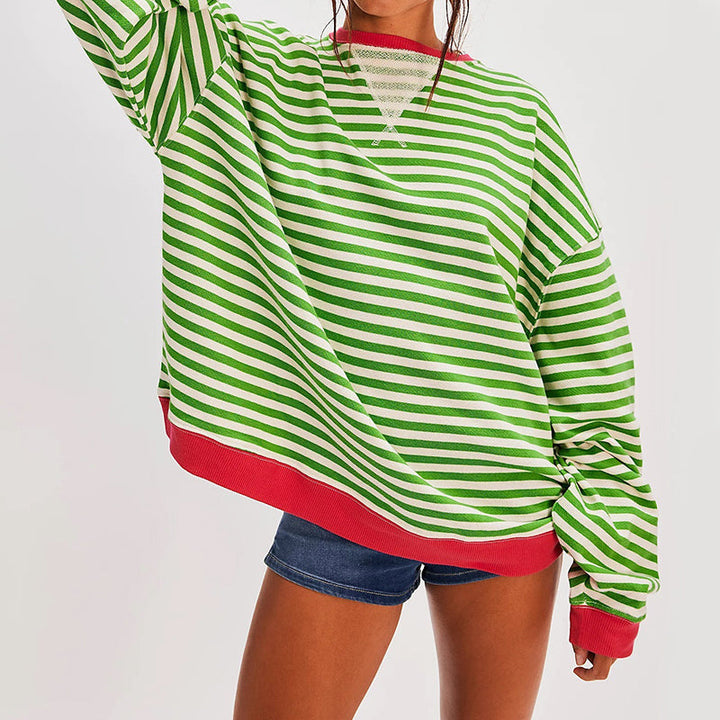 Sweatshirt Oversize Rayé Femme