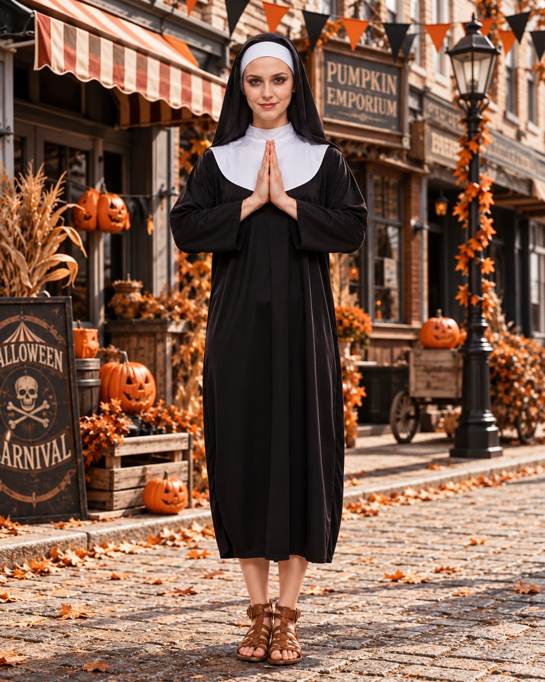 Déguisement De Nonne Halloween Avec Coiffe Femme